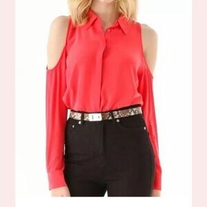 Equipment Femme Nixie button down open shoulder shirt top Bittersweet S NWT